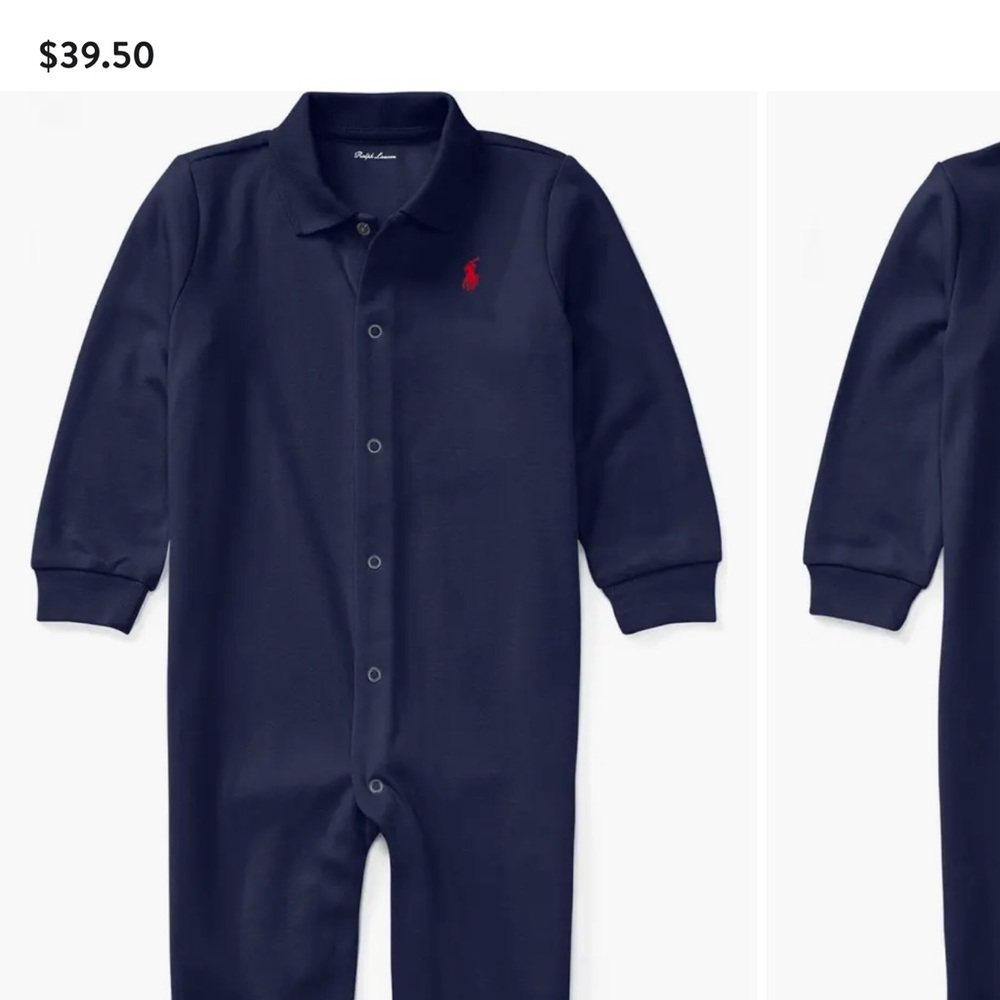 Ralph Lauren Solid Cotton Interlock Polo Romper